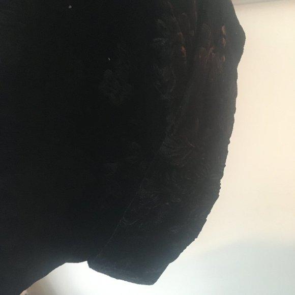 Black Velvet Dress Floral Burnout - Picture 5 of 5